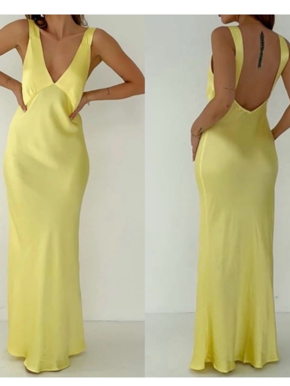 Rumored Yellow V-Neck Maxi Dress